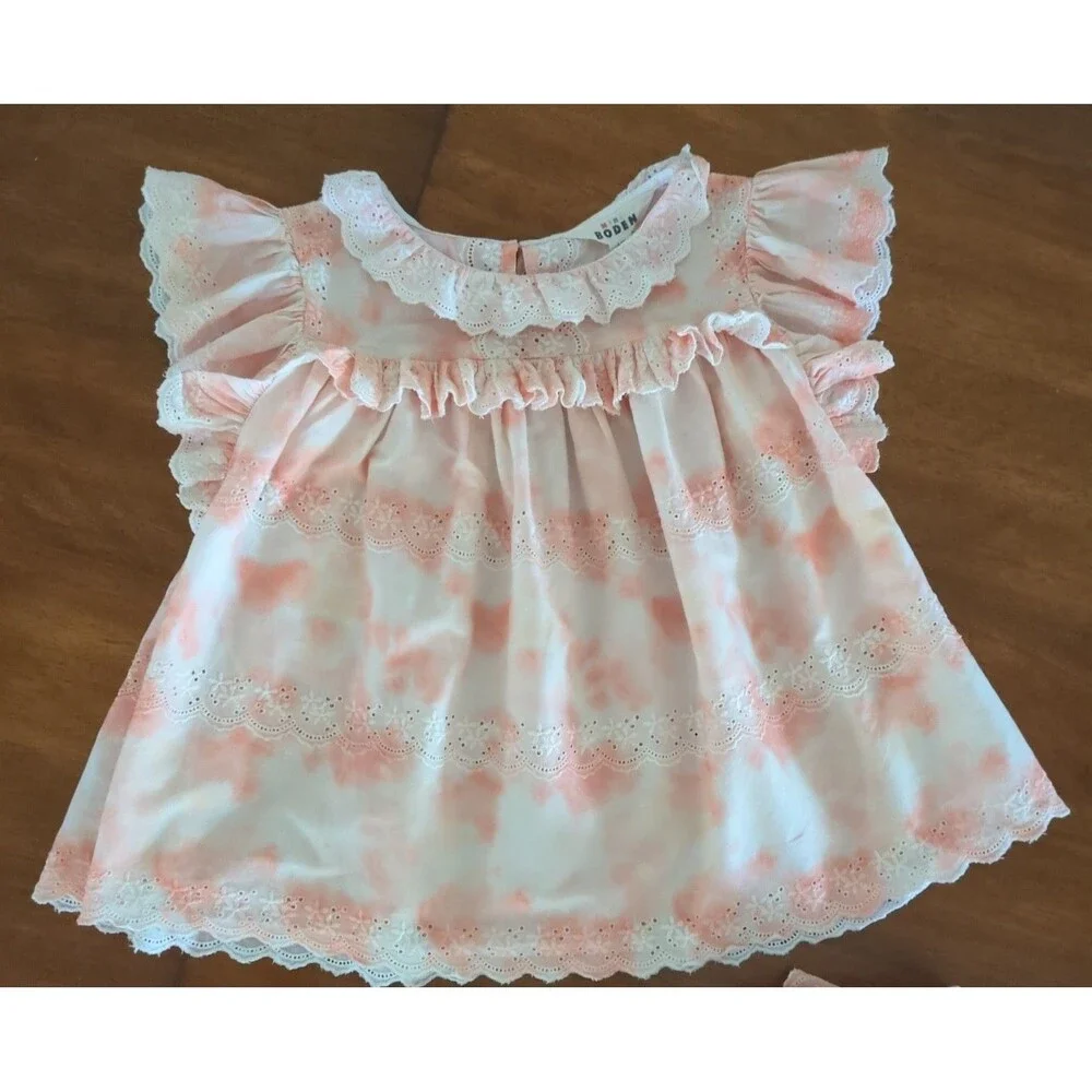 Mini Boden Girls Tie Dye Broderie Top and skirt set size 8/9 EUC - Picture 3 of 10